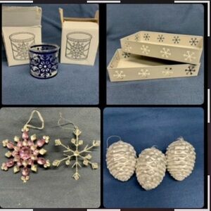 Elegant Bundle of Silver White Blue @ Purple Ornaments & Decor